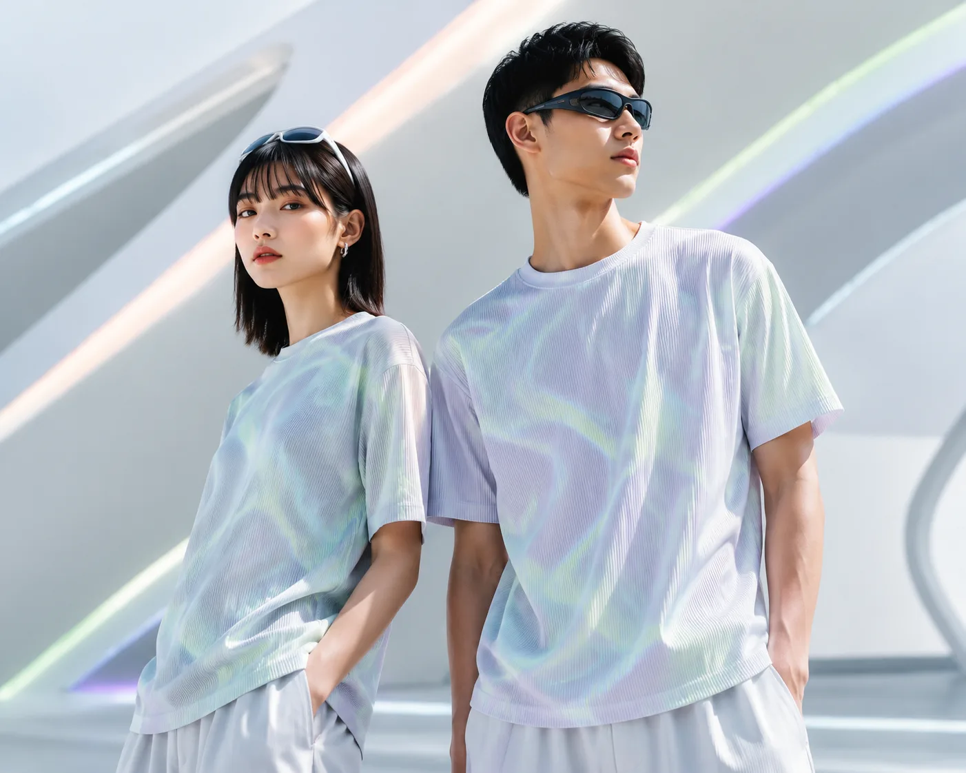 Áo Thun Gân Tăm Gợn Sóng Futuristic