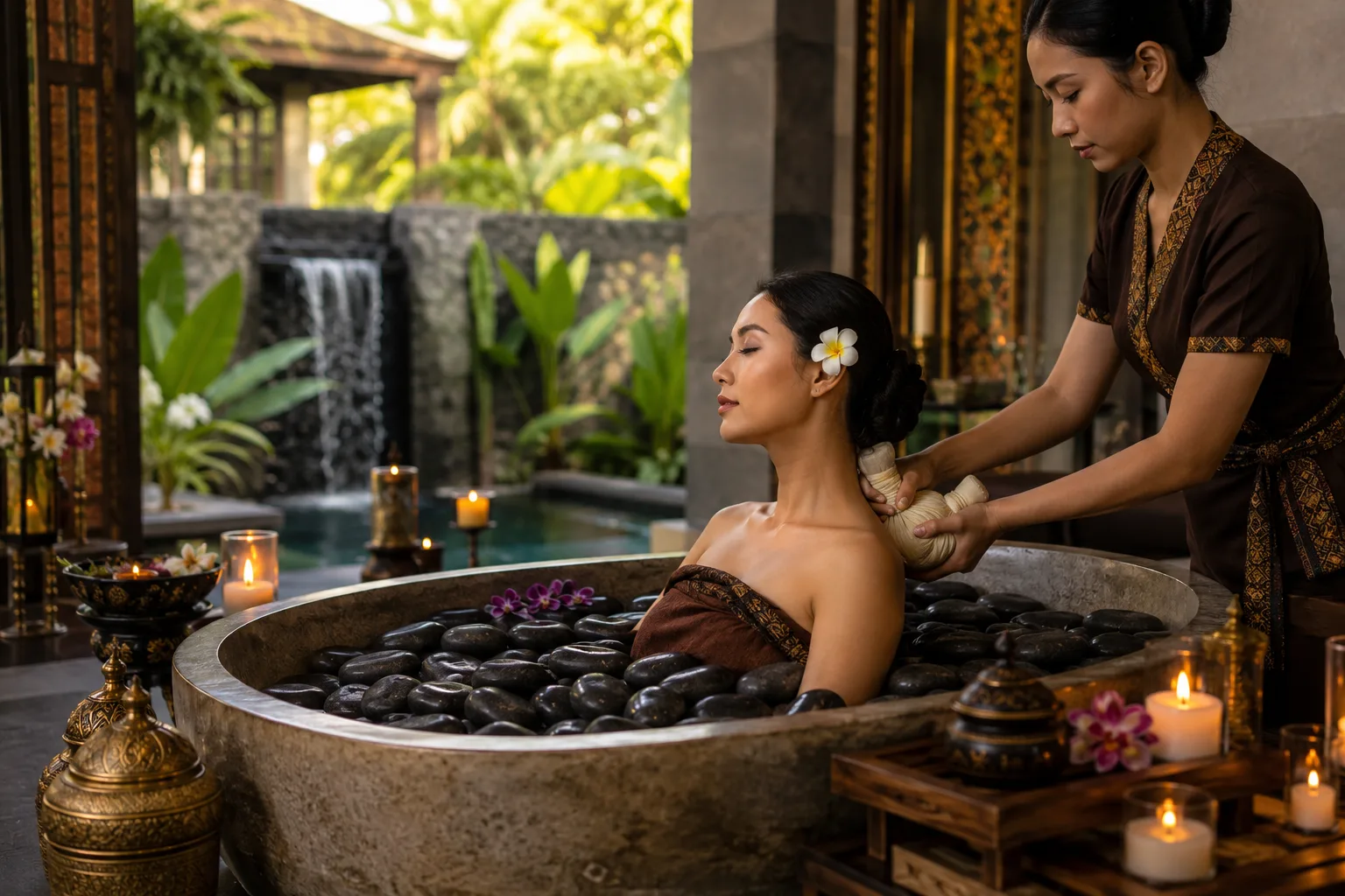 Liệu trình ngâm mạch đá nóng cổ tự trị thượng cấp hoàng gia