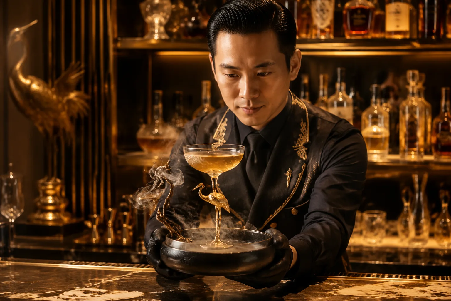 Thử ly tửu hạc hoàng gia kề khói trầm