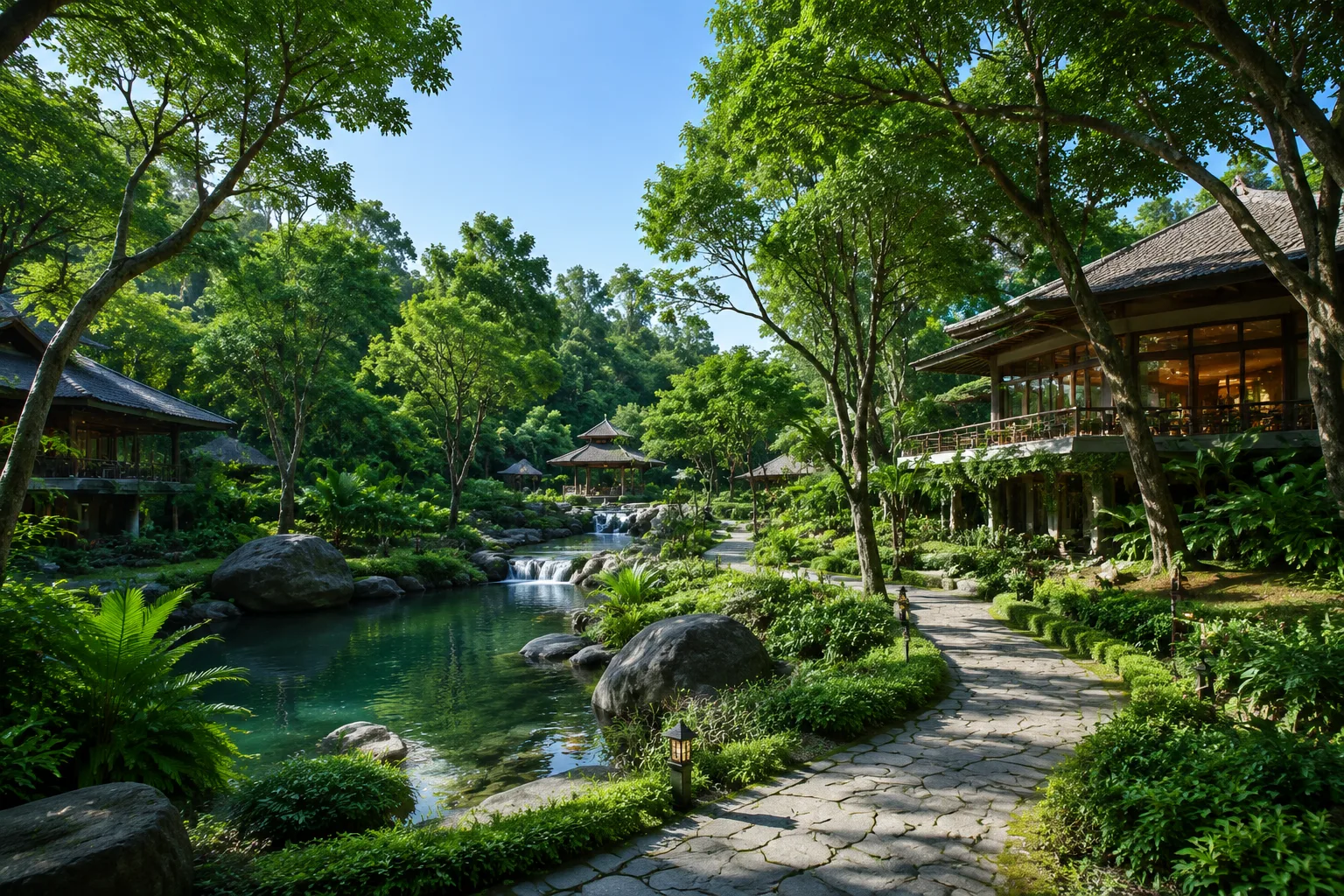 Khuôn viên sinh thái xanh rợp mát Lâm Sơn Wellness Resort